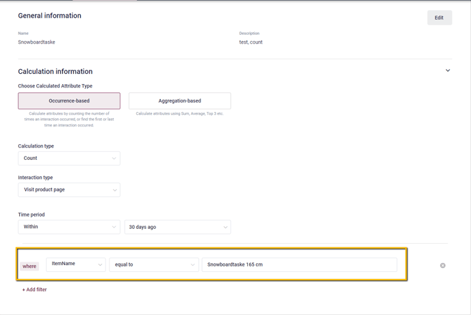 Calculated Attribute Filter